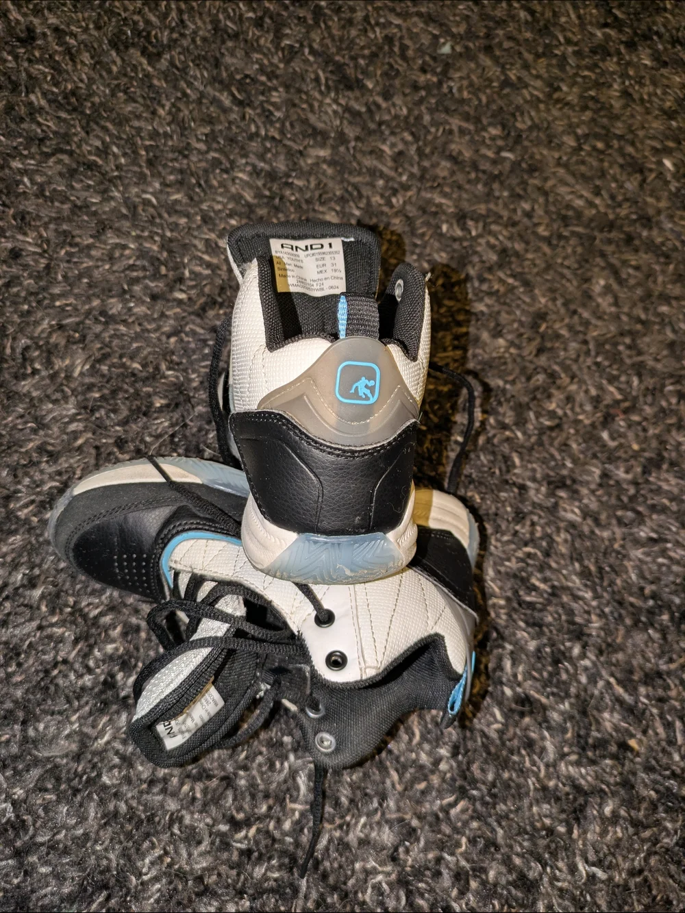 And1 Kids Black, White & Light Blue High-Top Sneakers - Youth Athletic Shoes